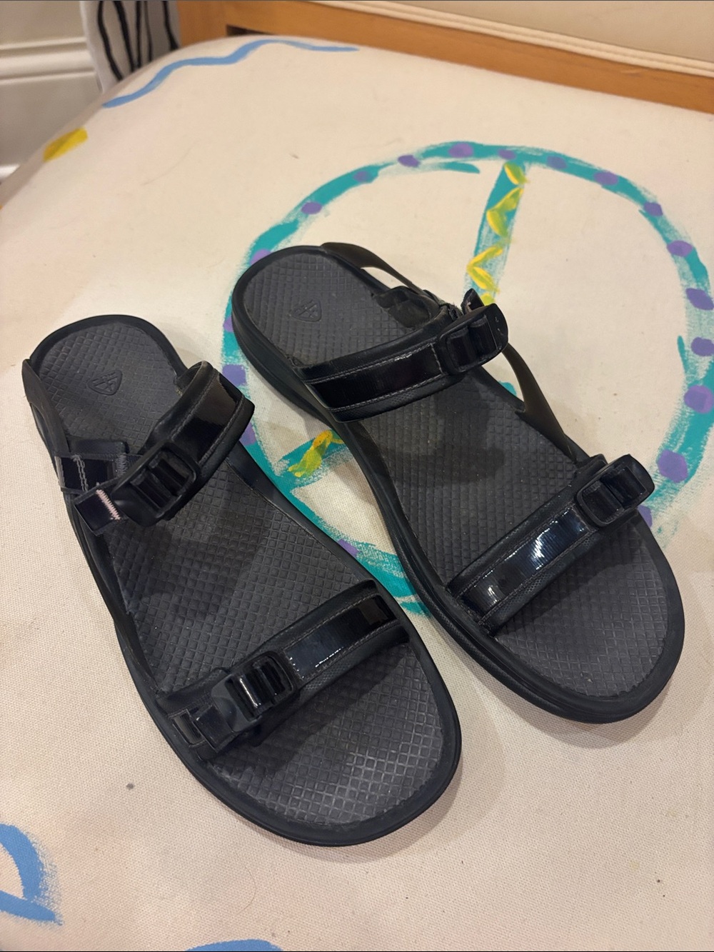 Nike Women’s Black Patent Strap Sandals